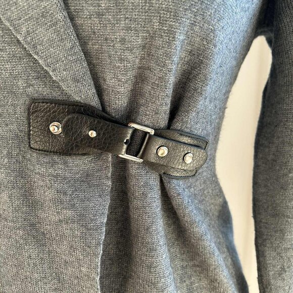 Paul Costelloe Black Label Belted Wrap Knit Long Blazer Grey Colorblock – US M - Picture 5 of 12